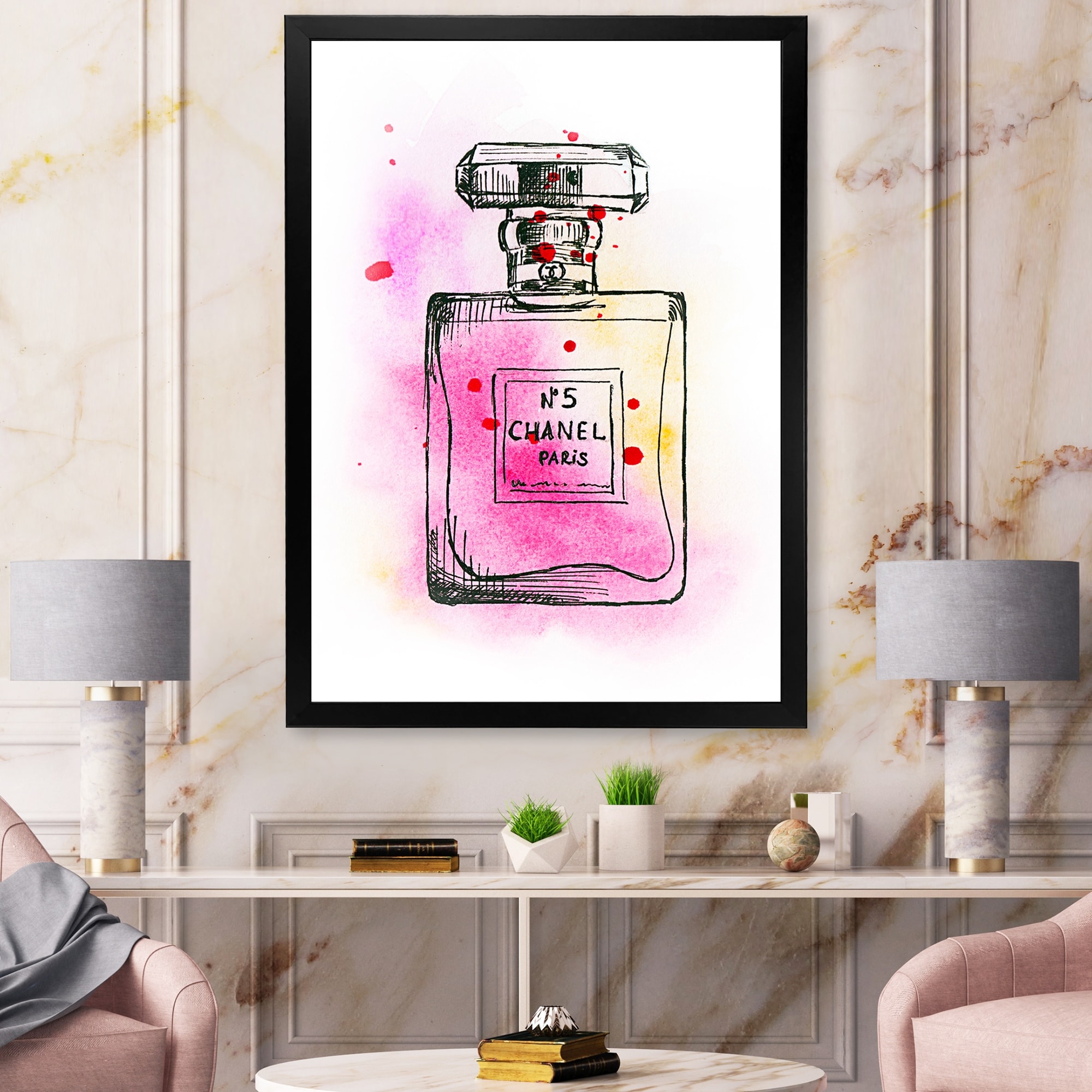 Designart Perfume Chanel Five IV French Country Framed Art Print