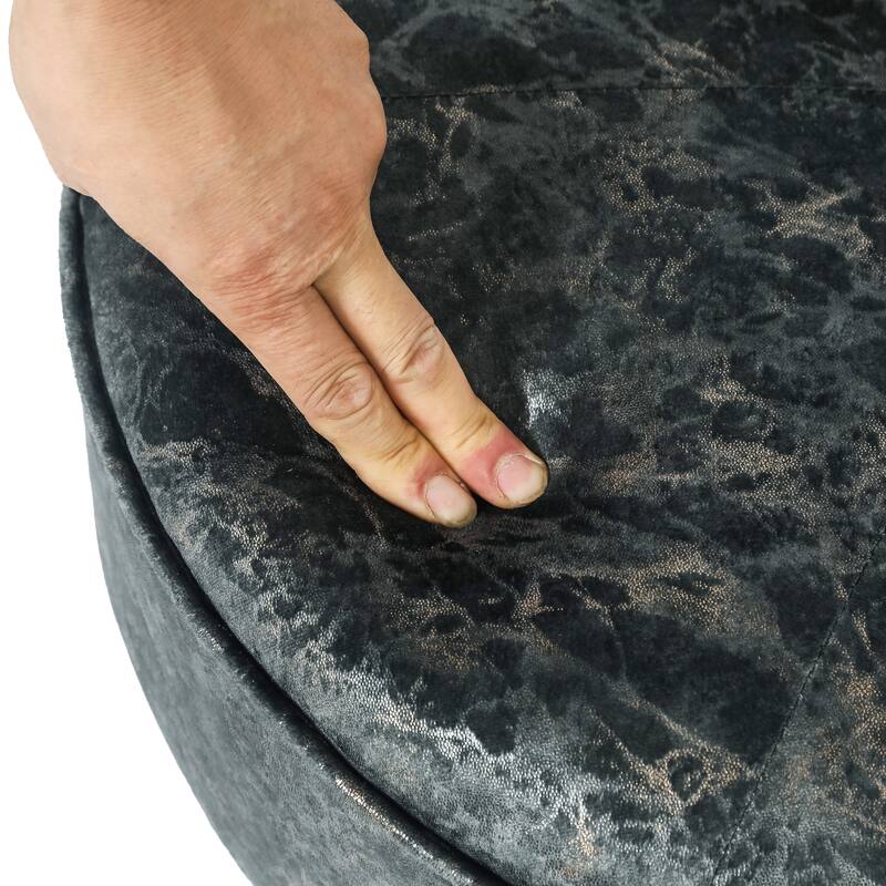 Adeco Carrington Juttersbo Round Tufted Fabric Ottoman
