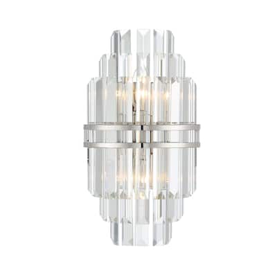 Hayes 2 Light Polished Nickel Wall Mount - 7.50'' W x 14.20'' H