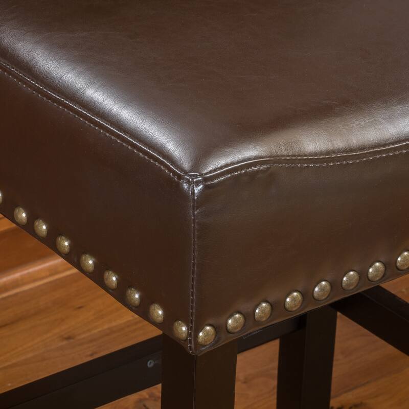 Louigi 30-inch Brown Backless Leather Bar Stool (Set of 2) by Christopher Knight Home