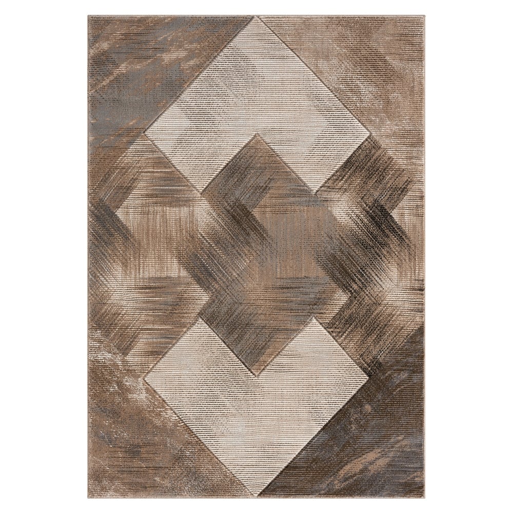 Alexia Collection Geometric Beige/Brown Indoor Contemporary Area Rug