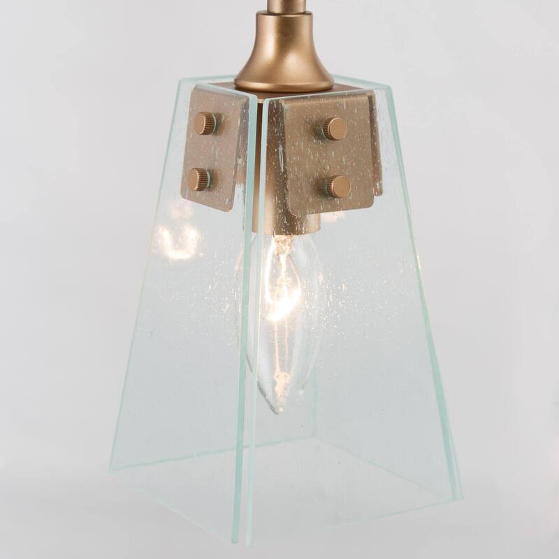 Luray Modern 5-Light Linear Glass Farmhouse Chandelier Brass Black Dining Room Island Lights - L34.2"*W3.54"*H8.7"