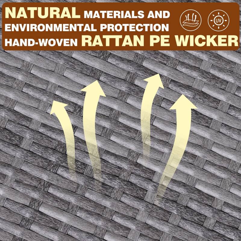 VEIKOUS 3-Piece Outdoor Wicker Patio Porch Rocking Chair and Rattan Coffee Table Set with Cushions and Pillows