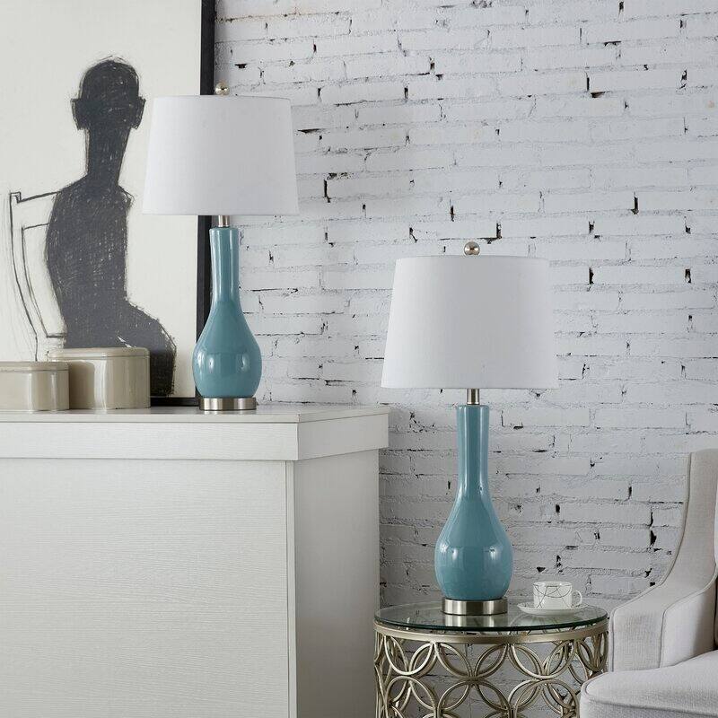 28.5" Ceramic Table Lamp Set with USB (Set of 2)