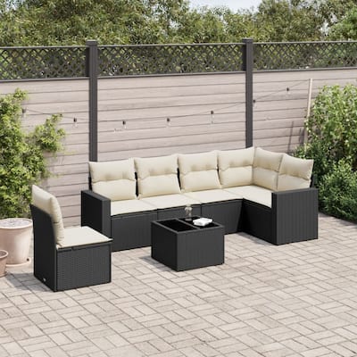 vidaXL Garden Sofa Set Black, Cream White - 24.4 x 25.8 x 27.2