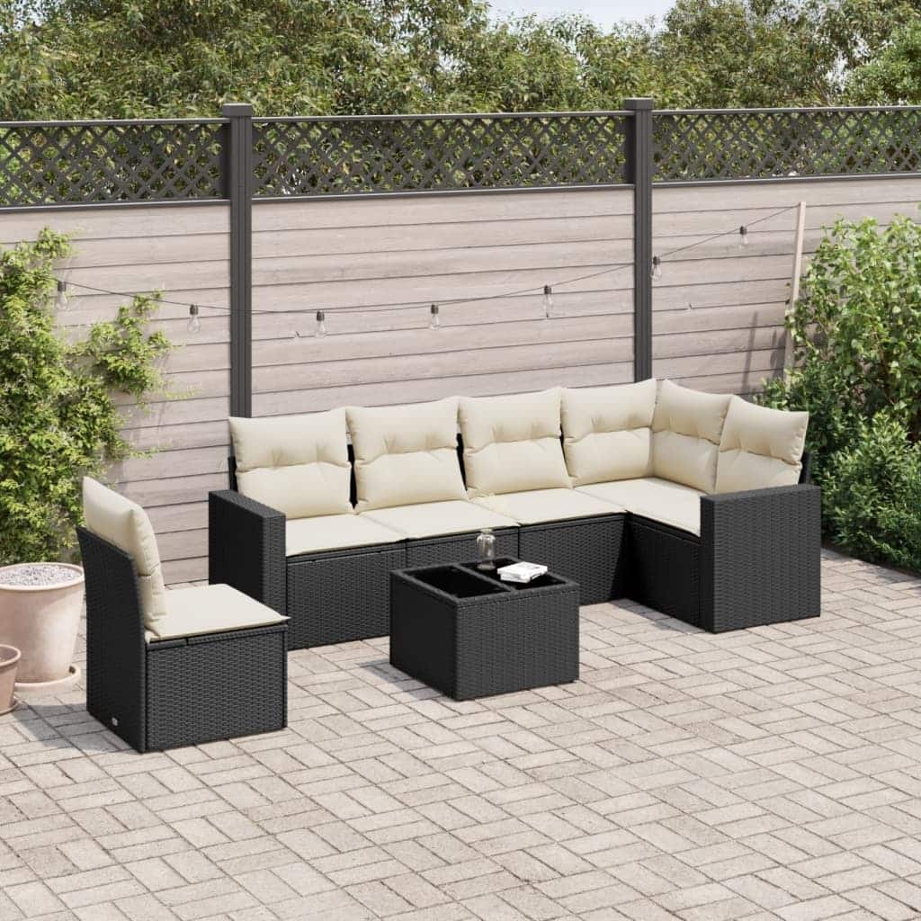 vidaXL Garden Sofa Set Black, Cream White - 24.4 x 25.8 x 27.2