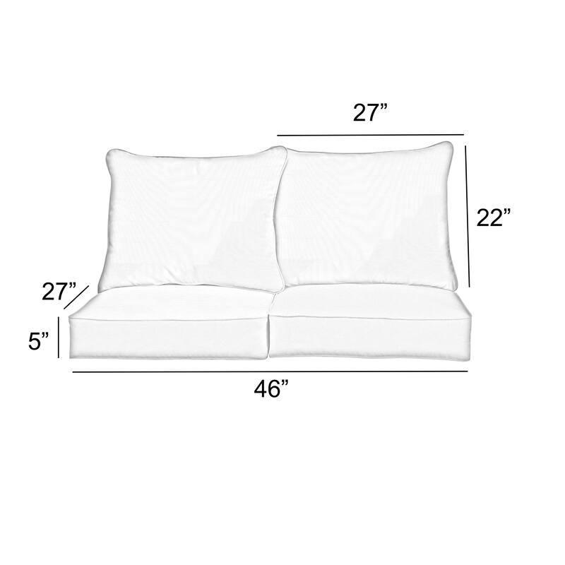 Sorra Home Outdura Solid Indoor/Outdoor Deep Seating Loveseat Pillow and Cushion Set