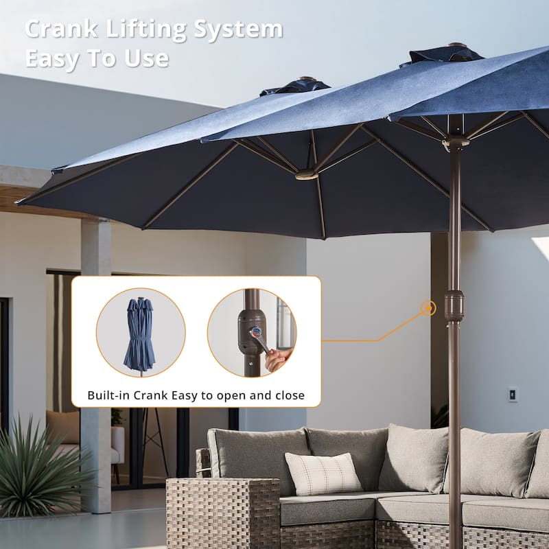 HOOOWOOO Outdoor Patio Umbrella with Crank Handle