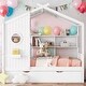 preview thumbnail 2 of 34, Modern Design Full Size House Bed With Wooden Trundle-White