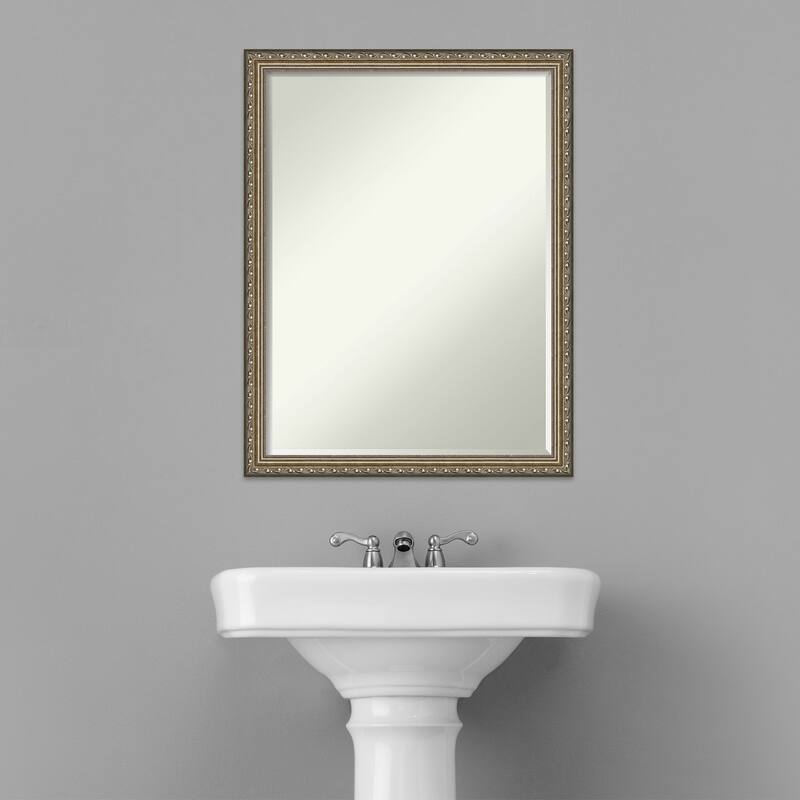 Petite Bevel Wood Bathroom Wall Mirror - Parisian Silver Frame - Parisian Silver - 20 x 26 in