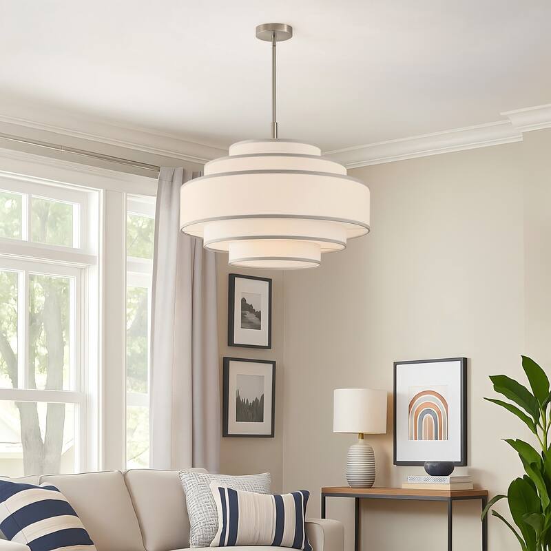 GetLedel 24" 5-Light Dimmable Tiered Drum Chandelier
