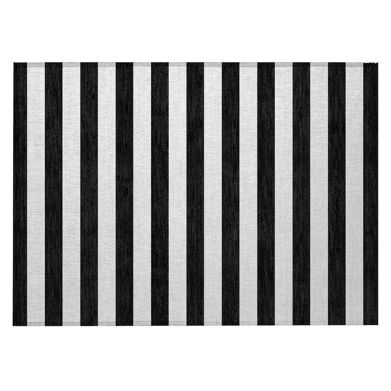 Alsix Stripe Weather Resistant Blended Style Outdoor Rug - 2' x 3'