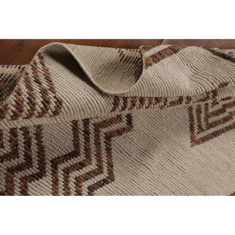 Modern Geometric Moroccan Oriental Area Rug Hand-Knotted Wool Carpet - 8'1"x 10'8"