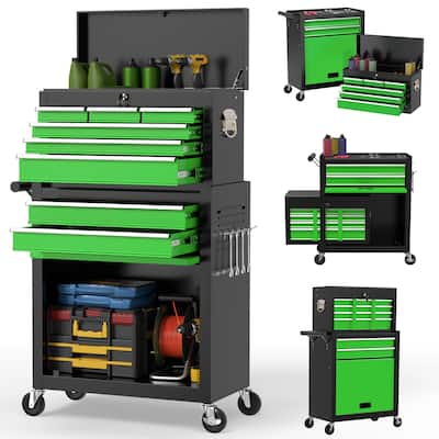 8-Drawer Rolling Tool Storage Cabinet with Detachable Top Tool Box