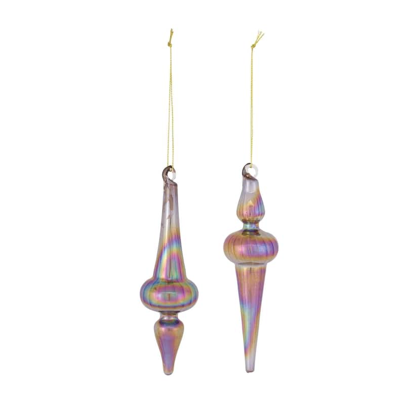 12ct Purple Bronze Irredescent Glass Finial Drop Ornaments 6"
