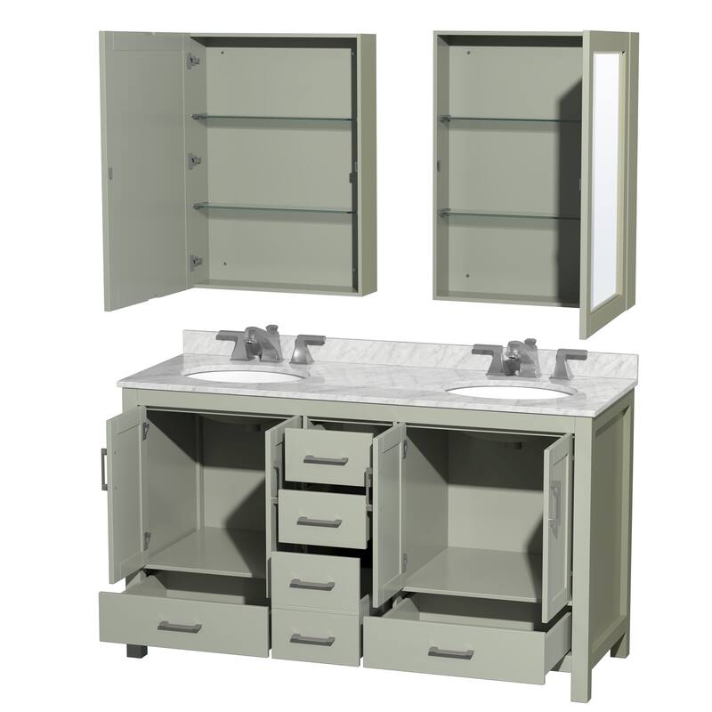 Wyndham Collection Sheffield Double Vanity Set, Medicine Cabinets