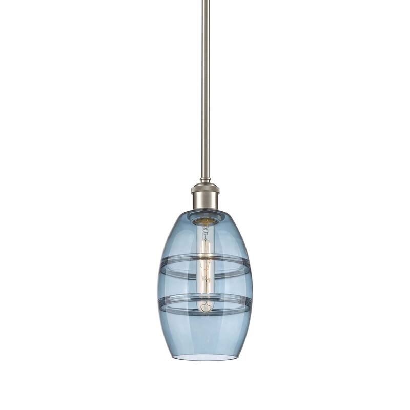 Innovations Lighting 516-1S-9-6 Vaz Pendant Vaz 6" Wide Mini Pendant - Brushed Satin Nickel / Princess Blue