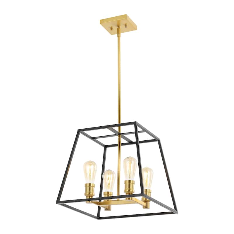Suillius Farmhouse Industrial Iron LED Pendant, Black/Brass Gold by JONATHAN Y