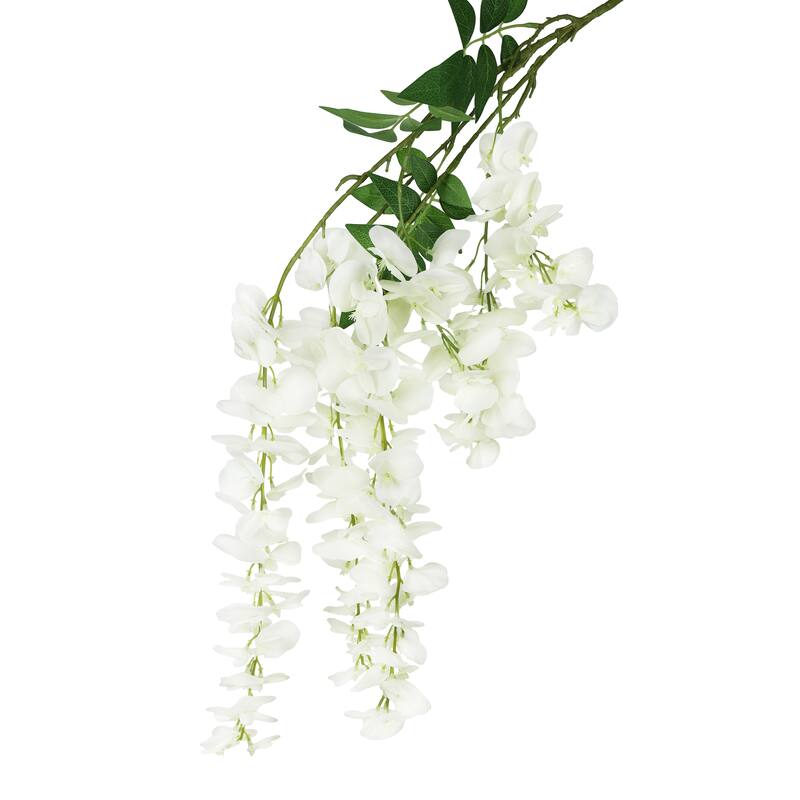 Set of 3 Cream White Artificial Japanese Wisteria Flower Stem Hanging Spray Bush 44in - 44" L x 10" W x 3" DP