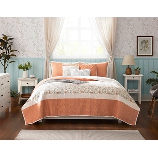 Madison Park Dawn 6 Piece Cotton Percale Quilt Set with Throw Pillows