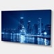 preview thumbnail 13 of 15, Designart 'Blue Chicago Skyline Night' Cityscape Photo Large Canvas Print - Blue