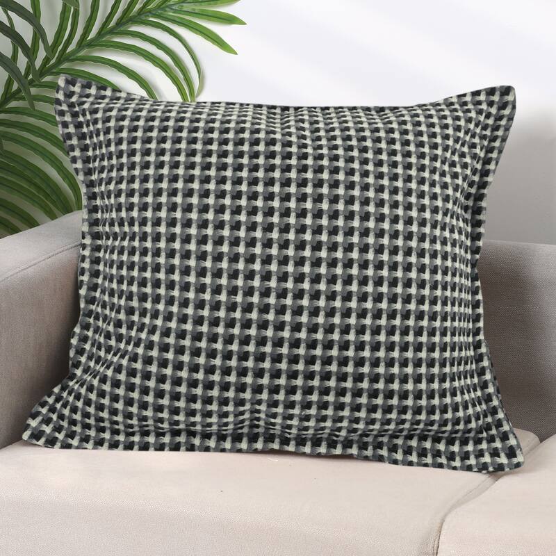 Plaid Throw Pillow Covers Decorative Pillow Cases Retro Cushion Covers - Gray Grid - 18 x 18 Inch
