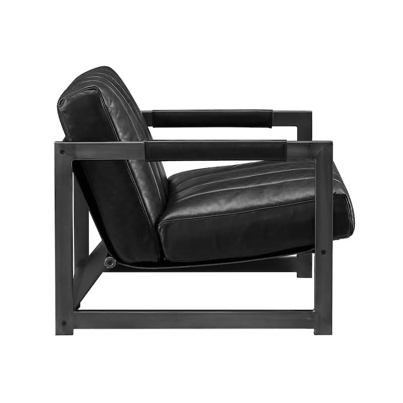 Art Leon Genuine Leather Lounge Accent Arm Chair