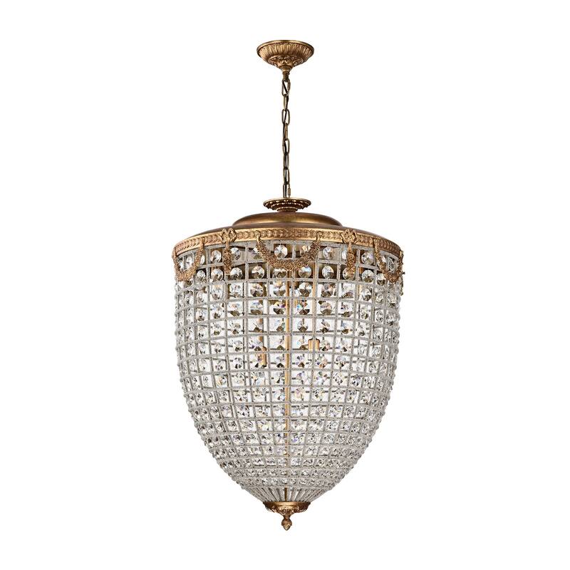 Sonoma Beaded Crystal Chandelier - 4-Light Antiqued Silver/6-Light Antiqued Gold, Glam E12 Ceiling Fixture with Adjustable Chain