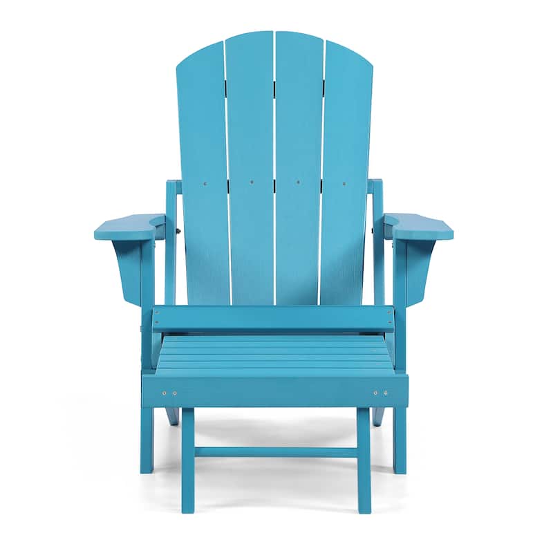 Seaton Folding Poly Adirondack Chair with Pull-out Ottoman