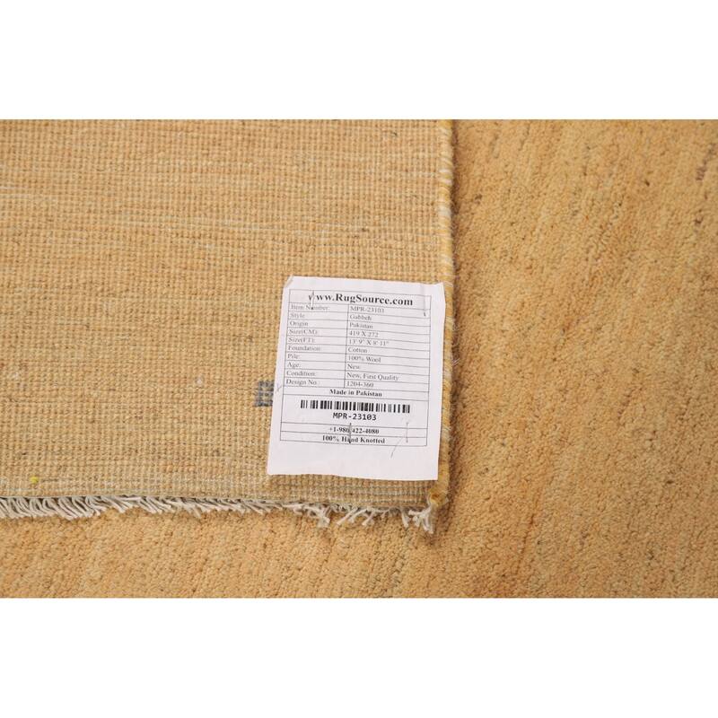 Modern Yellow Gabbeh Oriental Area Rug Handmade Wool Carpet - 8'11"x 13'9"