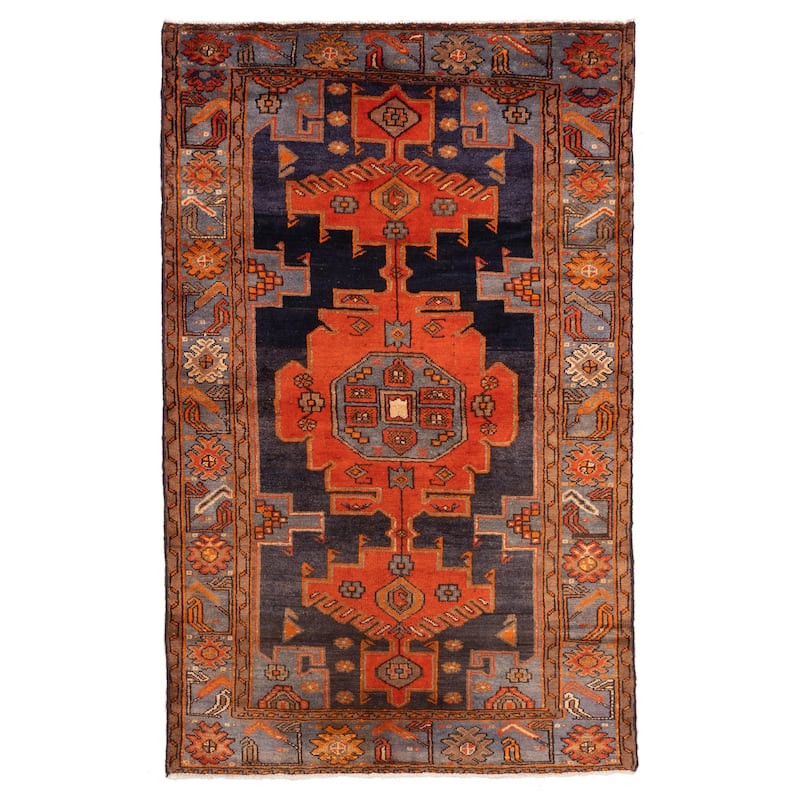 ECARPETGALLERY Hand-knotted Konya Anatolian Navy Wool Rug - 4'2 x 6'7