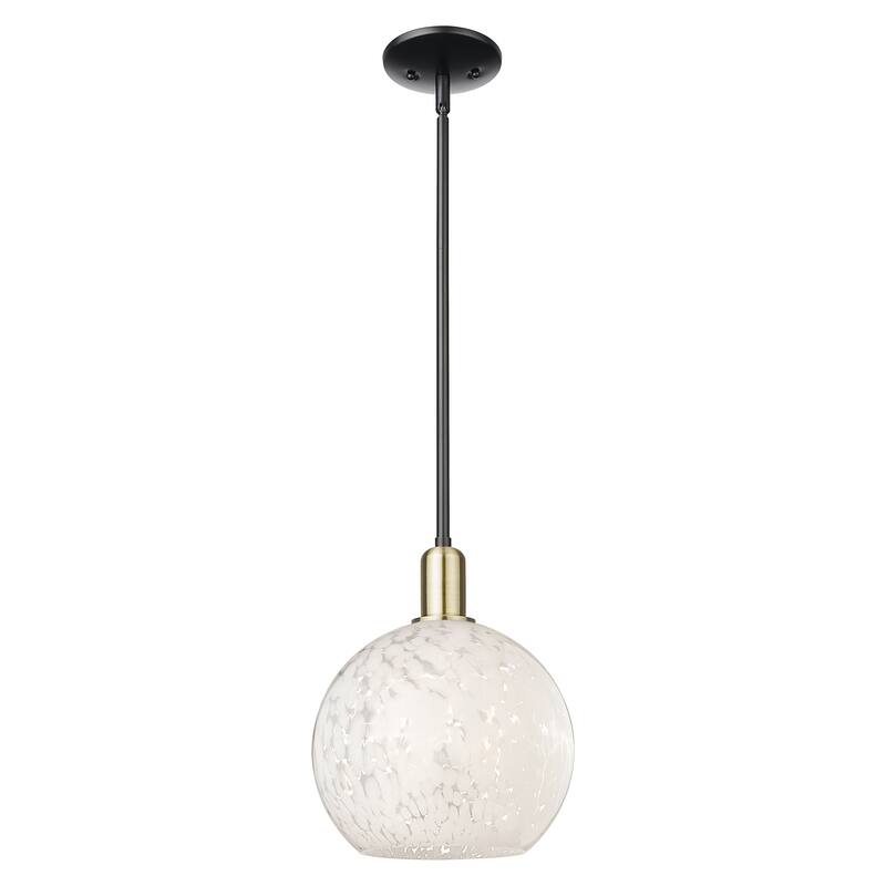 Innovations Lighting Endless Possibilities Arcadia - White Mouchette - 1 Light 10" Stem Hung Mini Pendant - Black Antique Brass