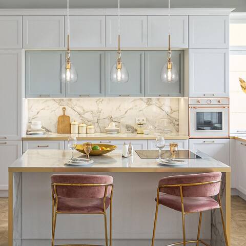 Alma Mid-Century Modern 1-Light Textured Glass Pendant for Kitchen Island - 5.1"D x 18"H - 73"H