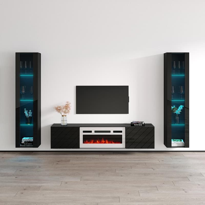 Luxe WH-EF Floating Fireplace Entertainment Center - 41 - Black