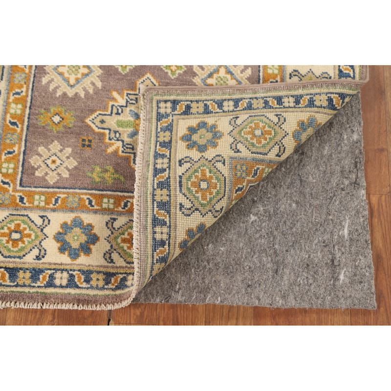 Geometric Brown Kazak Oriental Accent Rug Handmade Wool Carpet - 2'9" x 4'2"