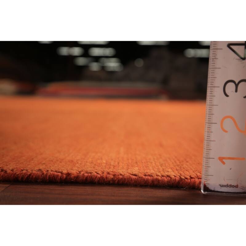 Orange Modern Gabbeh Area Rug Handmade Wool Carpet - 8'9" x 11'7"