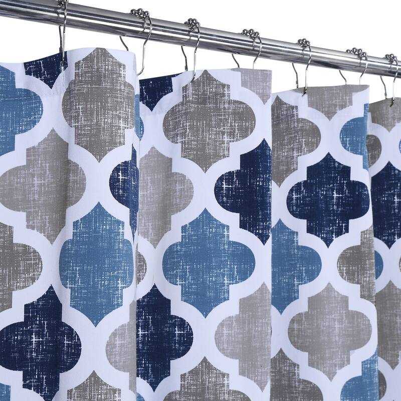 Quatrefoil Print Cotton Blend Fabric Shower Curtain