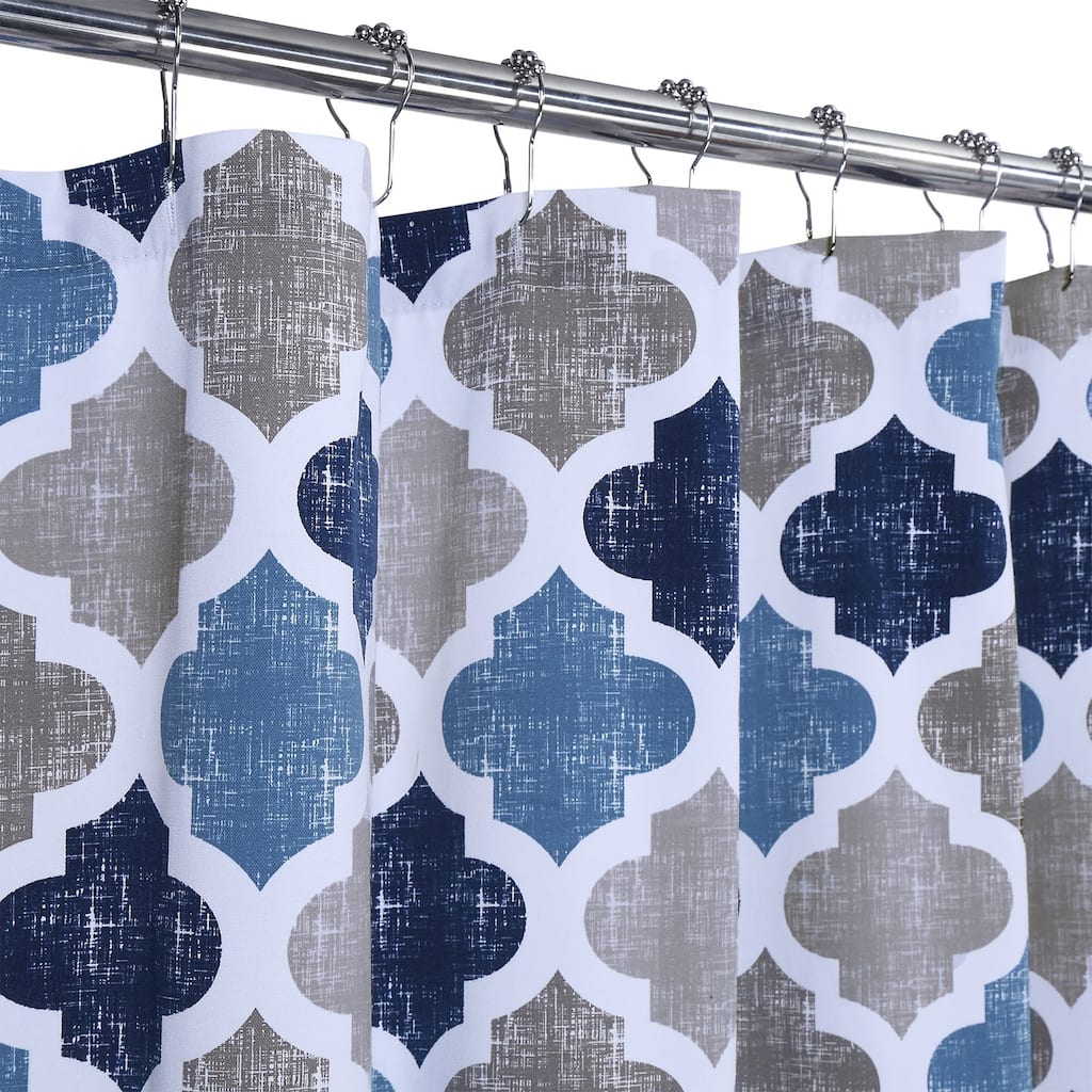 Quatrefoil Print Cotton Blend Fabric Shower Curtain