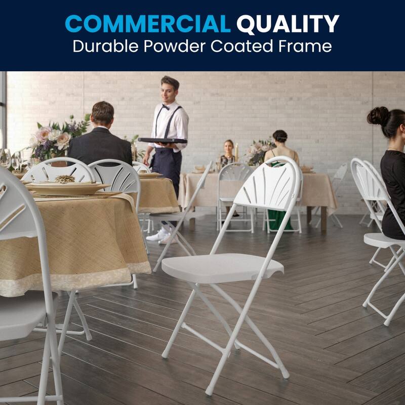 8 Pack 650 lb. Capacity Plastic Fan Back Folding Chair