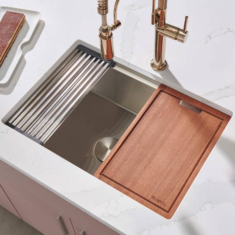 Ruvati 30-inch Workstation Rounded Corners Undermount Ledge Kitchen Sink with Accessories - 30 x 19 - 30 x 19