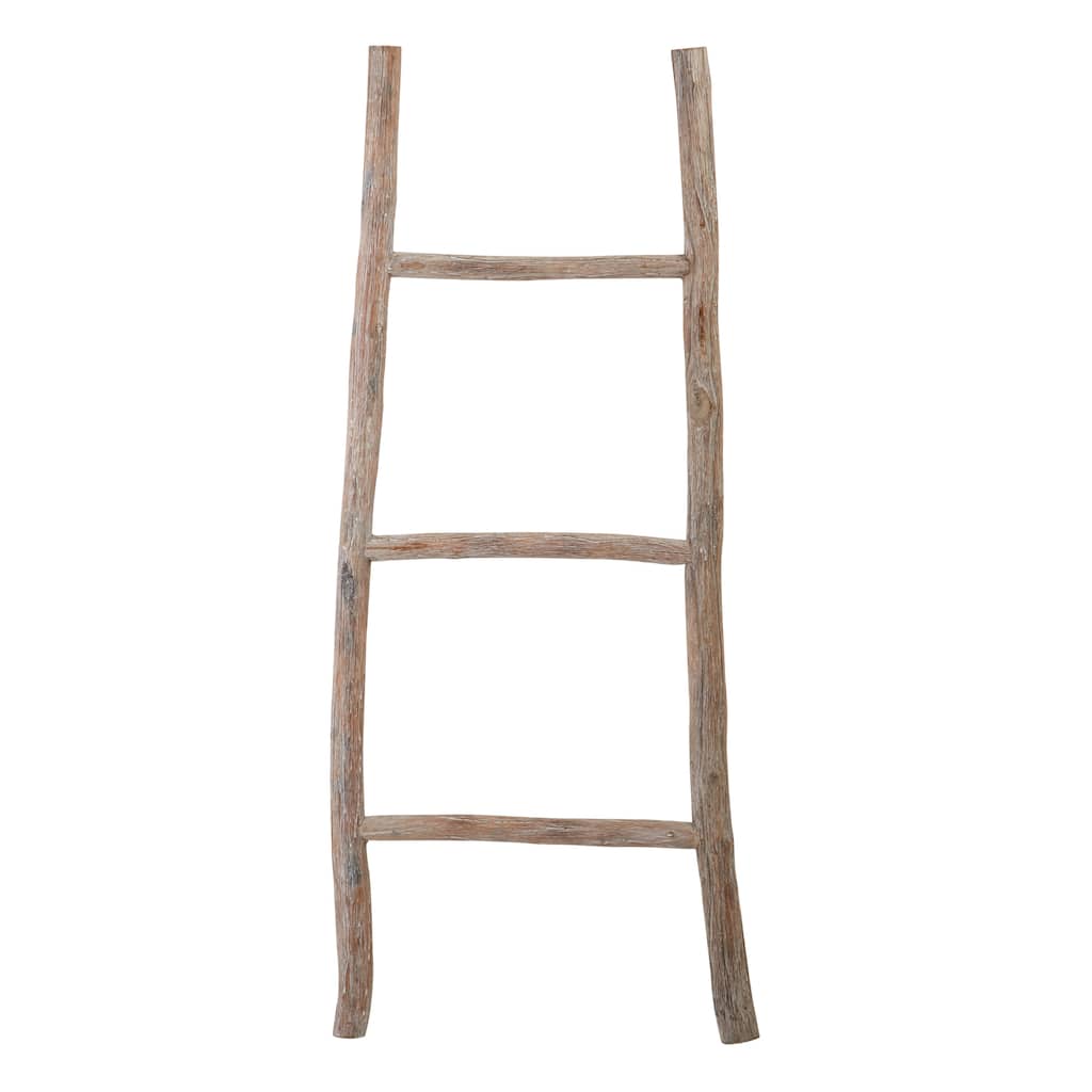 Atlas Lydia White Washed Wood Decorative Ladder