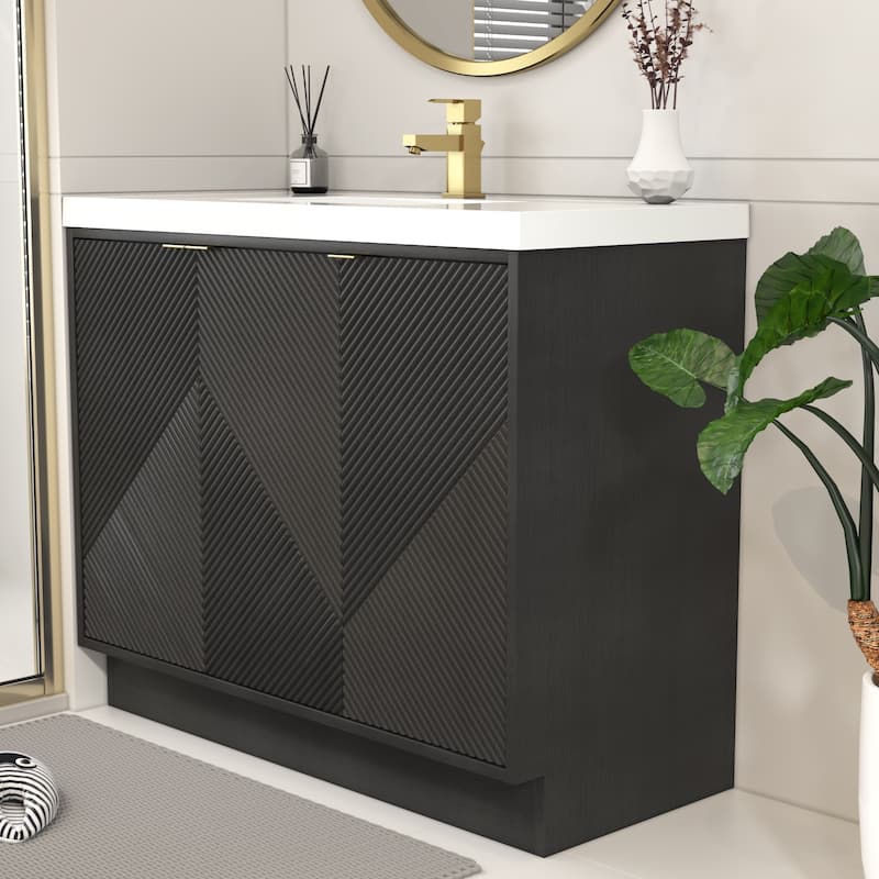 Milano 42" Freestanding (Left Doors) Bathroom Vanity with Reinforced Acrylic Sink