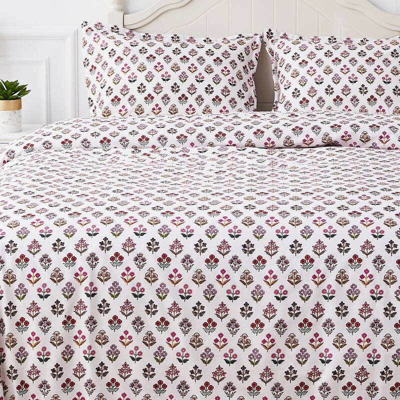 Happy Garden Cotton Duvet Set Multi Rose