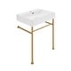 preview thumbnail 14 of 68, Claire Ceramic Console Sink White Basin Gold Legs