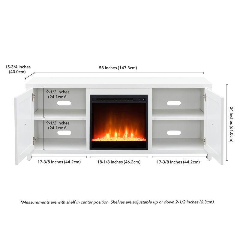 Granger 58" TV Stand with Crystal Fireplace Insert