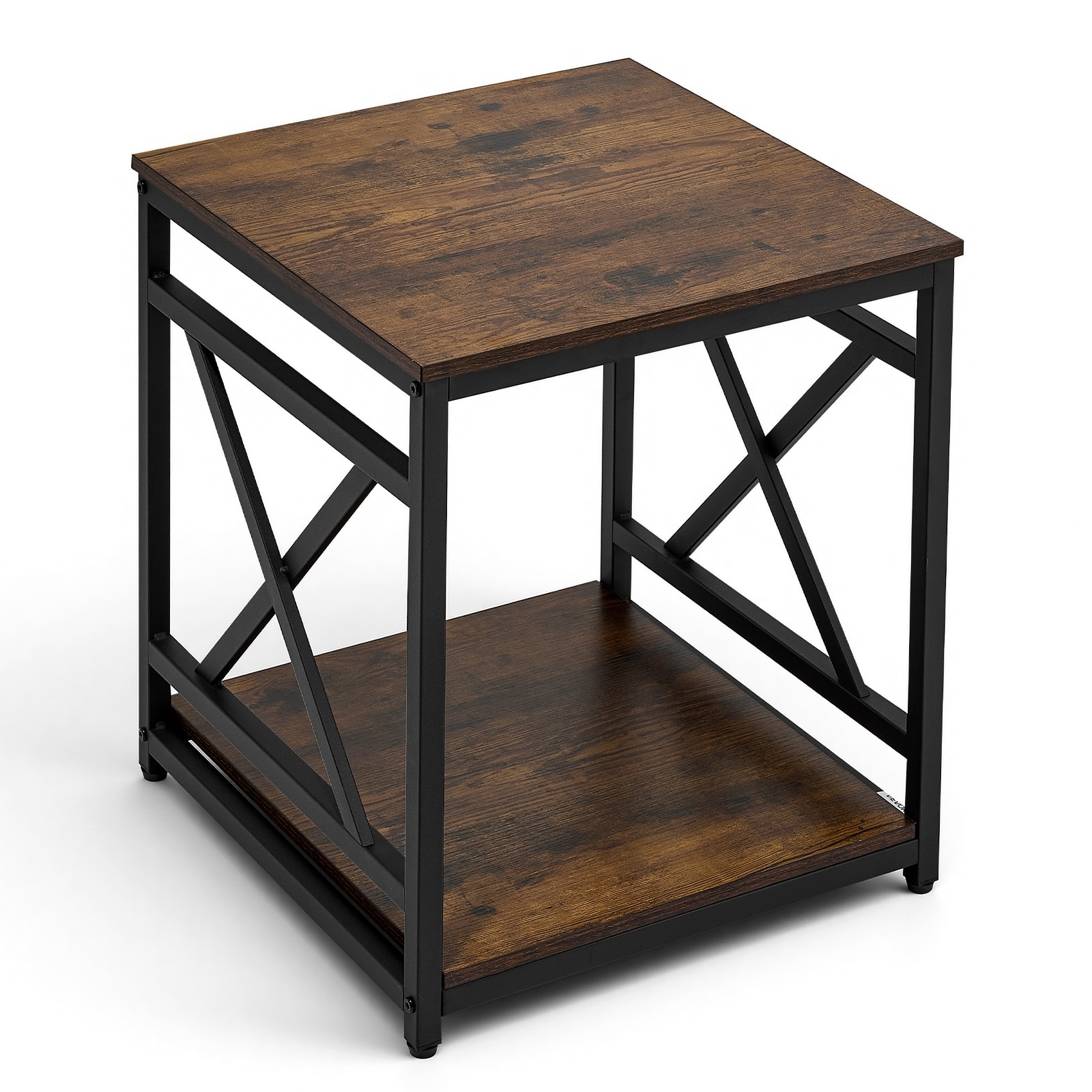 2-Tier Square Side Table with Open Storage Shelves - 18''