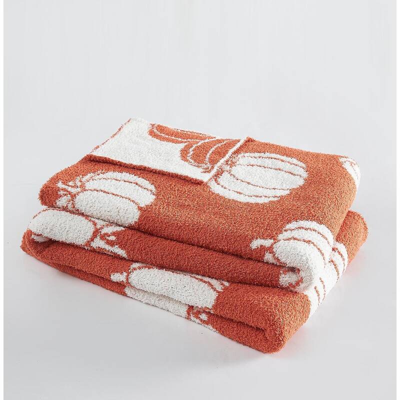 Truly Soft Cozy Pumpkins Reversible 50x70 Throw