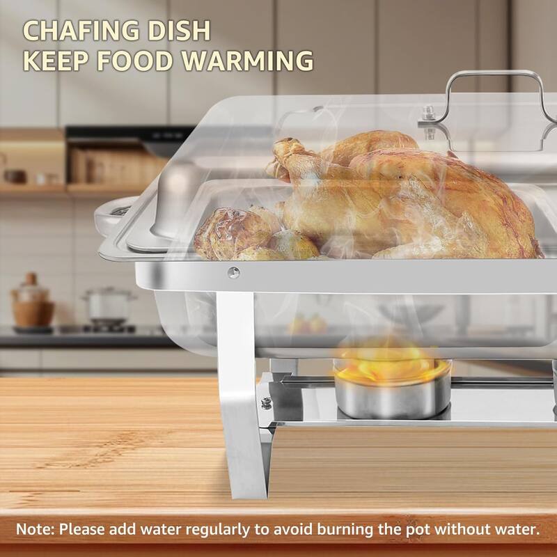 8QT Chafing Dish Buffet Set with 1/3 Size Food Pan for Wedding