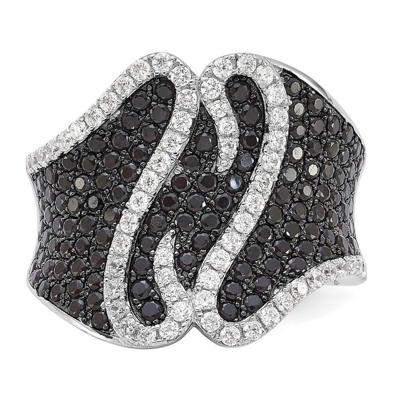 Curata 925 Sterling Silver and CZ Cubic Zirconia Simulated Diamond Brilliant Embers Ring
