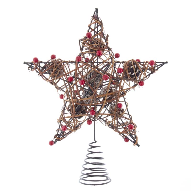 Kurt Adler 12-Inch Natural Brown Star Treetop with Berries - 12"